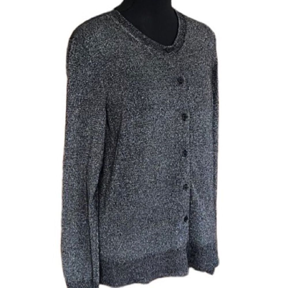 GAP black/silver metallic button front cardigan, size L - Picture 5 of 6